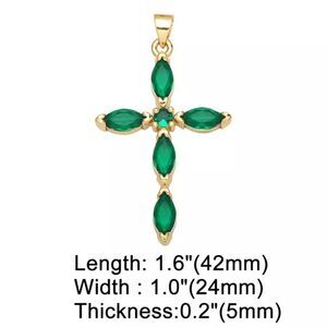 💎O3💎‎ 2.7 ct Tsavorite Goldtone Cross Pendant KindLuxuries